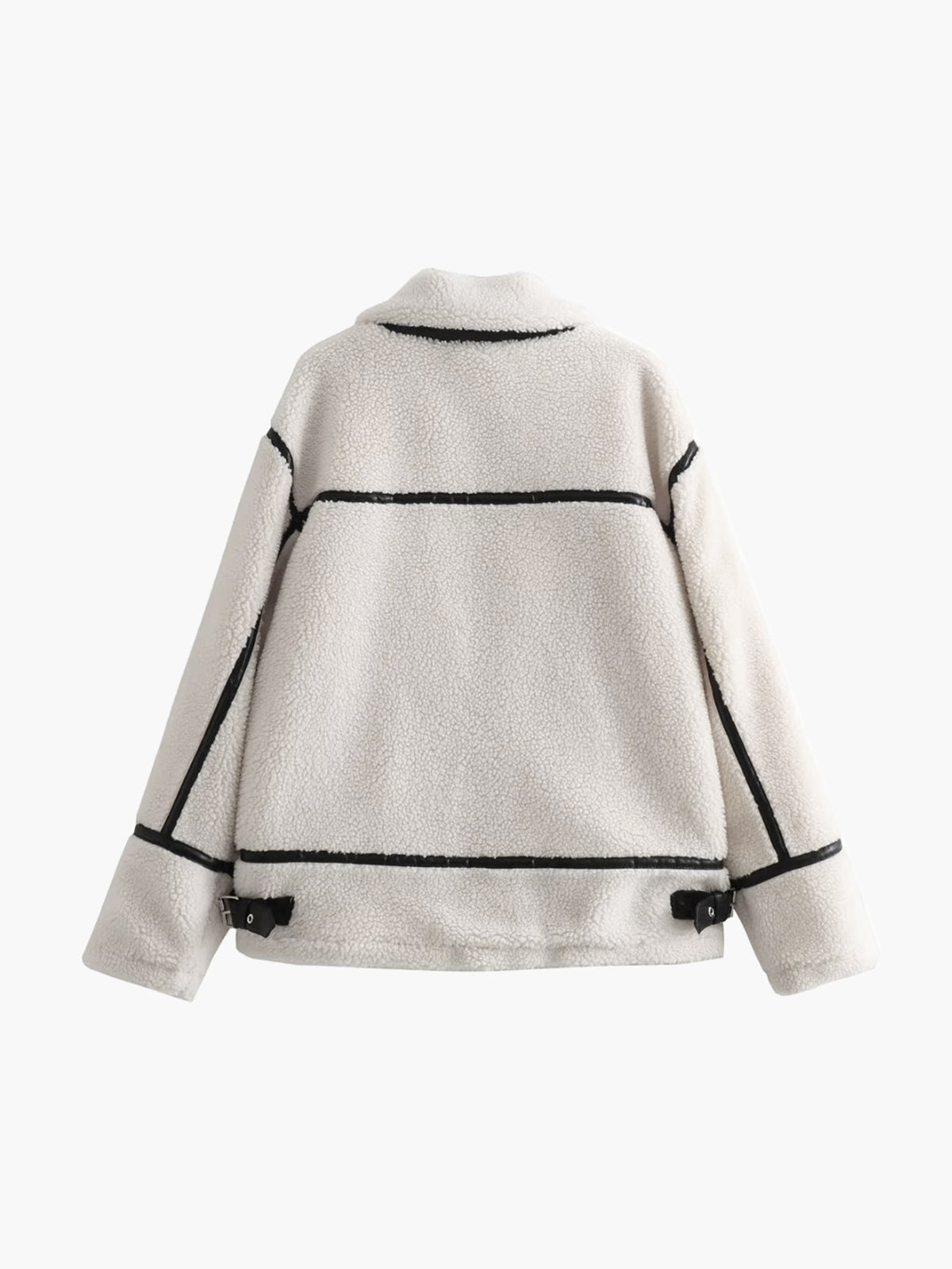 Faux Fur Stand Collar Biker Jacket
