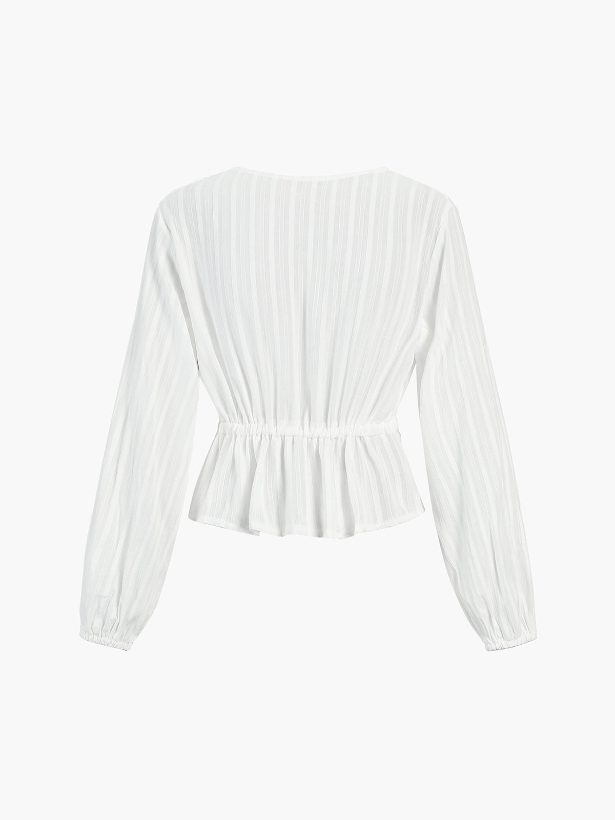 Lace Trim Tie Front Textured Blouse