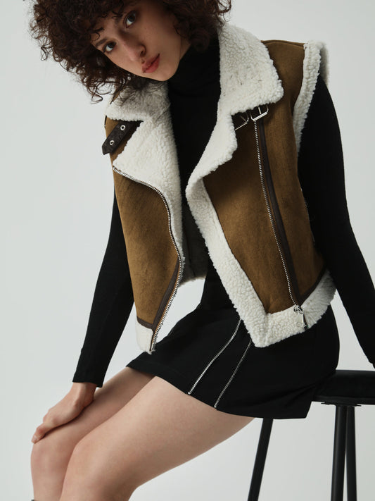 Sherpa Lined Shearling Leather Flight Vest