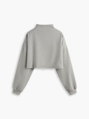 Piping Stand Collar Crop Sweatshirt