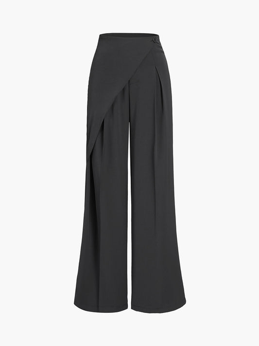 Asymmetric Layered Wide Leg Dress Pants