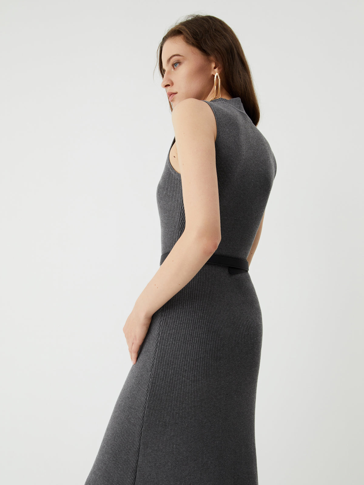 Leisure Mock Neck Long Sweater Dress