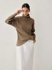 Oversized Turtleneck Long Sleeve Knit Top