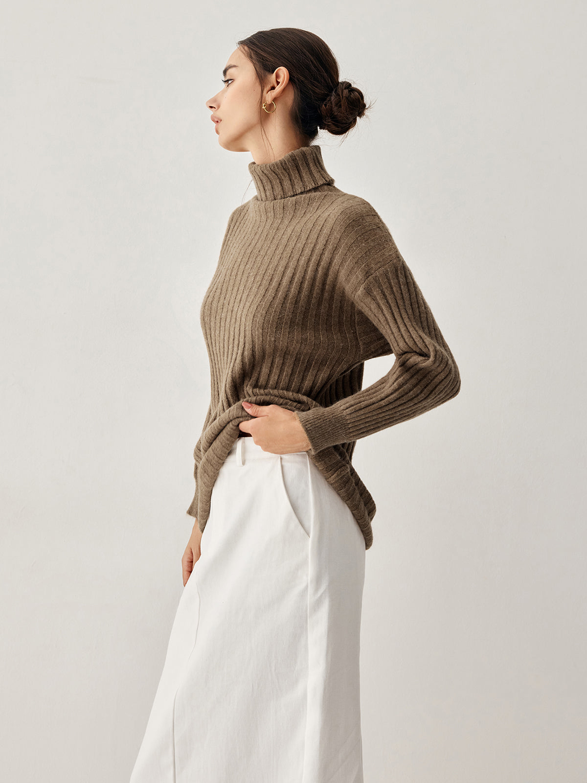 Oversized Turtleneck Long Sleeve Knit Top