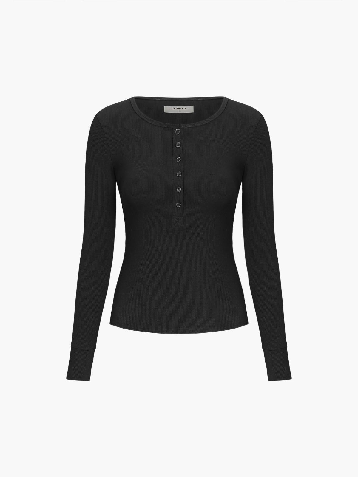 Half Buttoned Long Sleeve Rib Shirt