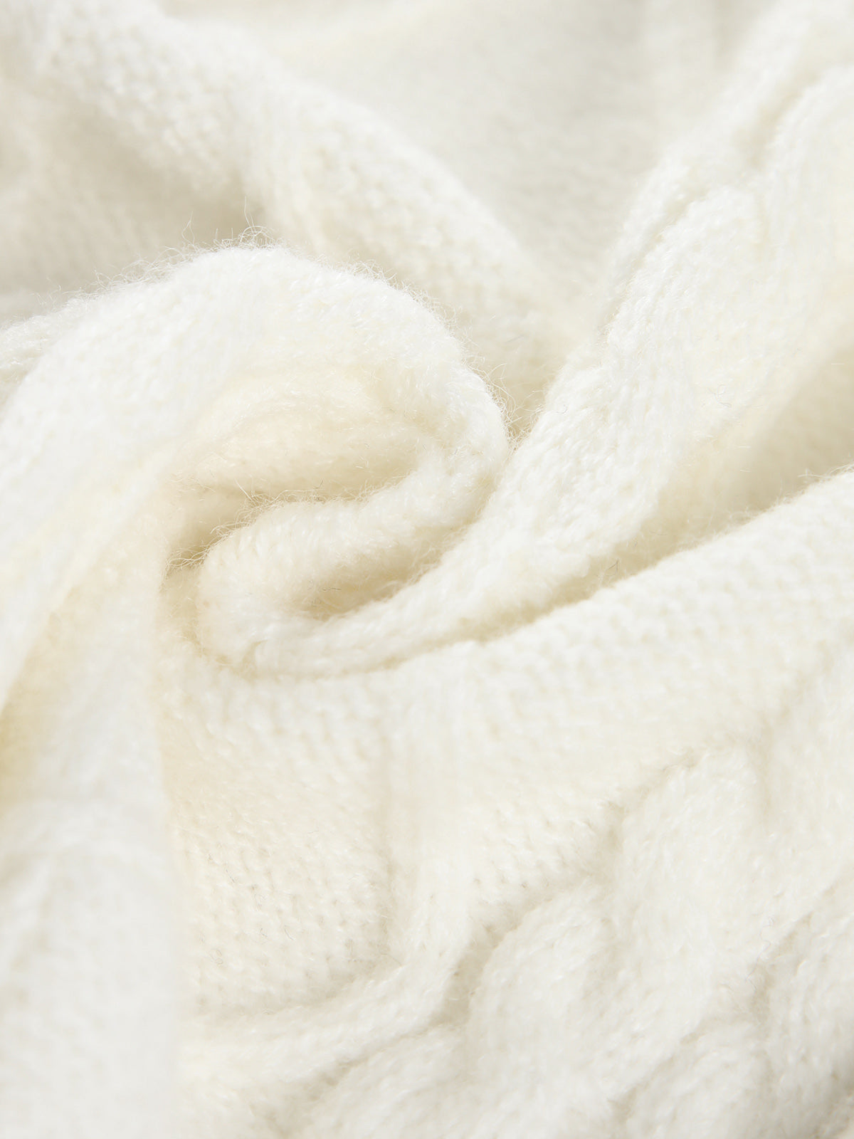 Asymmetric Two Tone Cable Knit Mock Neck Sweater