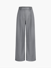 Pockets Pleat Wide Leg Dress Pants