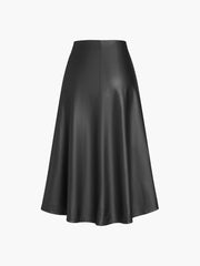 Leather Flowy Midi Skirt