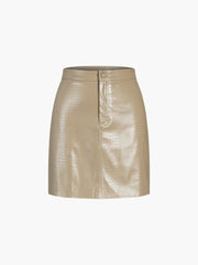 Faux Croc Leather Mini Skirt