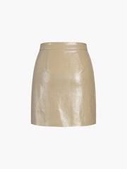 Faux Croc Leather Mini Skirt