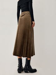 Mocha Velvet Maxi Skirt