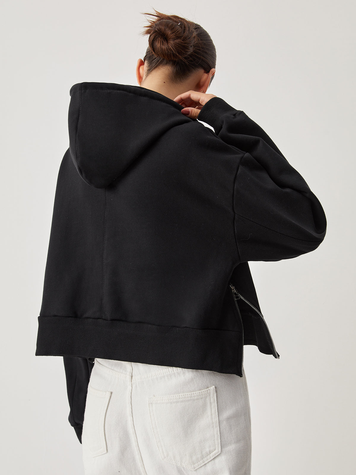 Pocket Side Zip Detail Hoodie