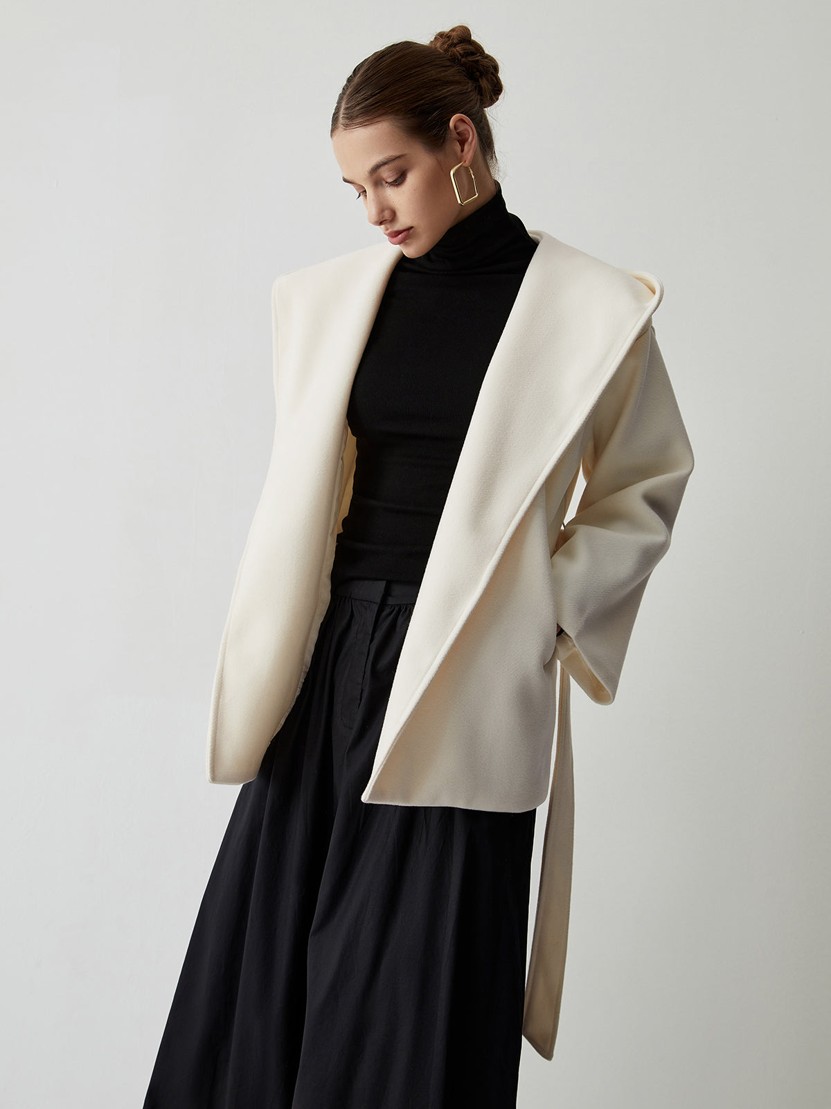 Tie Front Hooded Kimono Coat