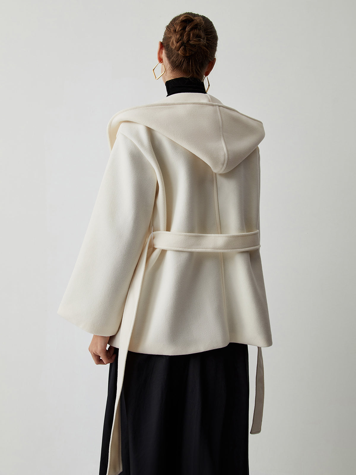 Tie Front Hooded Kimono Coat