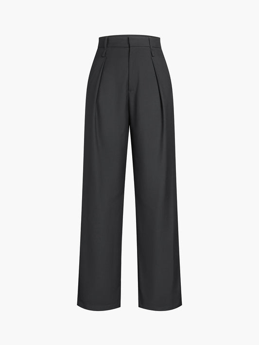 Double Pockets High Waist Wide Leg Dress Pants
