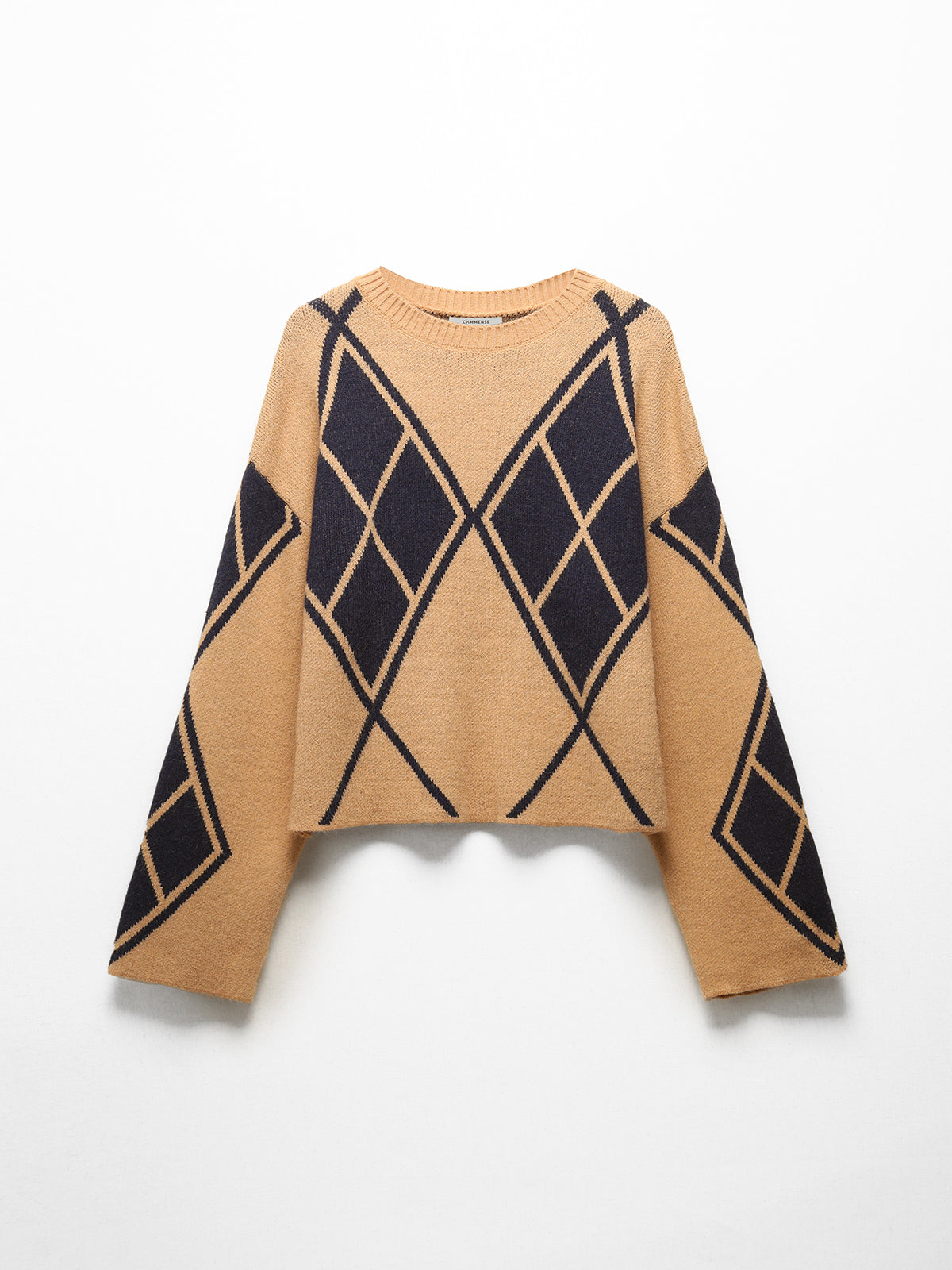 Argyle Print Slouchy Knit Top