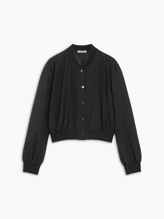 Rib Trim Crop Bomber Jacket