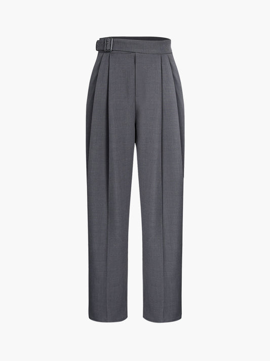 Belted Straight Leg Dress Pants