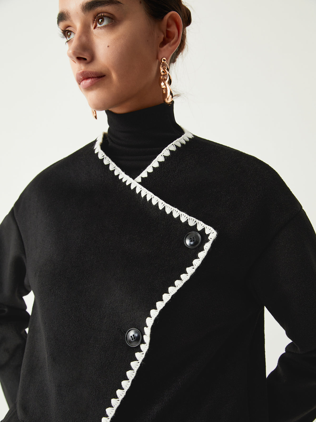 Embroidered Trim Kimono Coat
