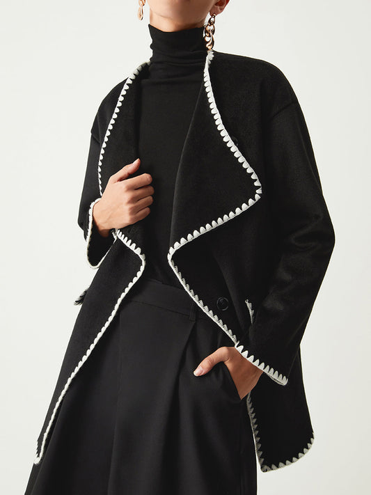 Embroidered Trim Kimono Coat