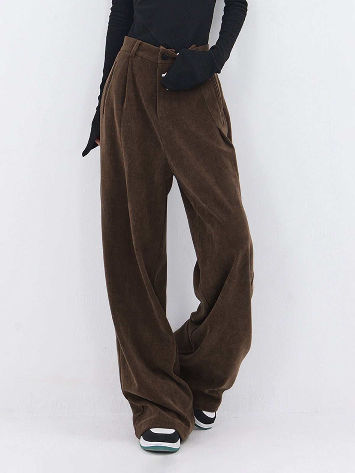 Oversized Corduroy Pleated Wide Leg Pants