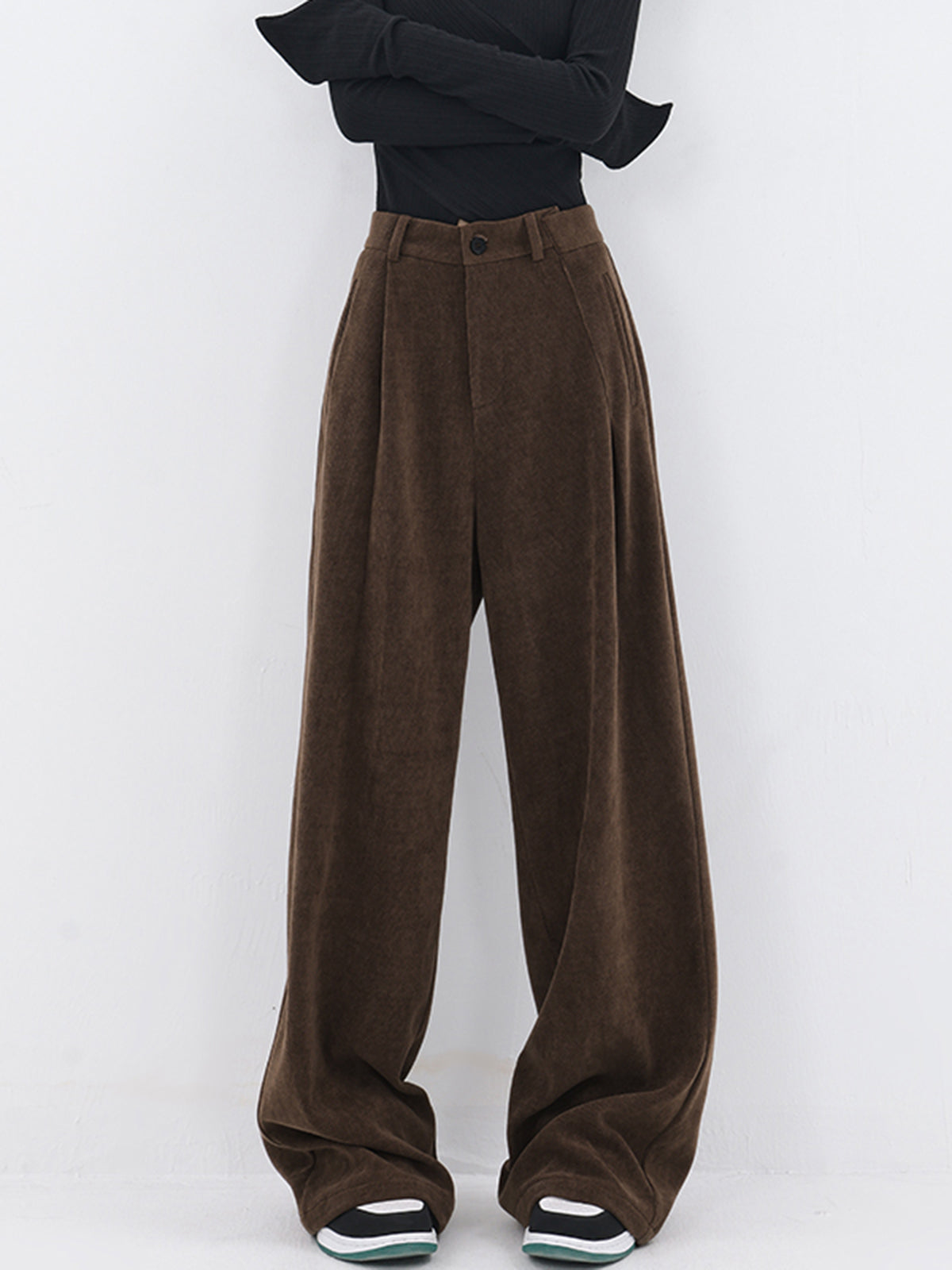 Oversized Corduroy Pleated Wide Leg Pants