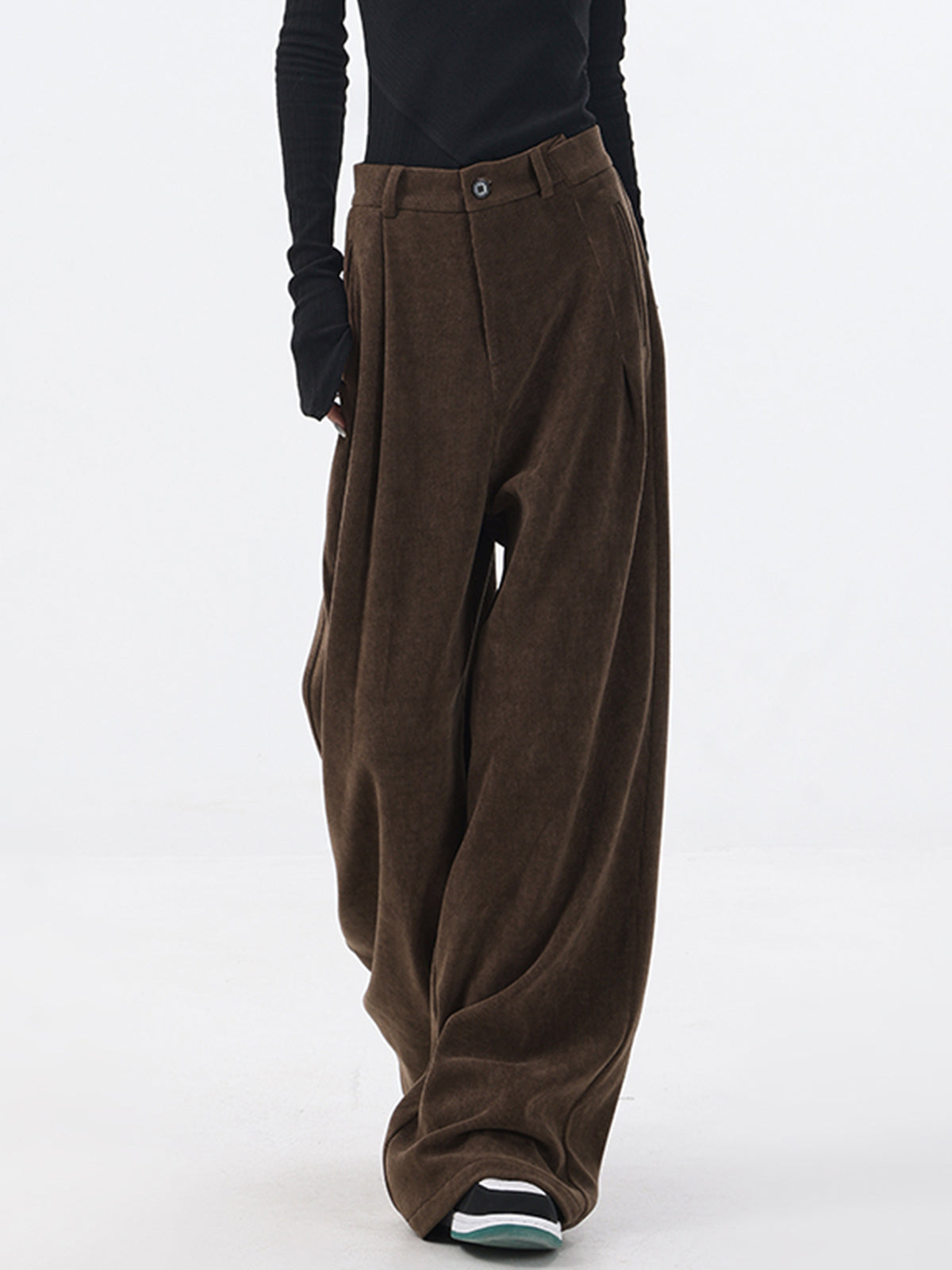 Oversized Corduroy Pleated Wide Leg Pants