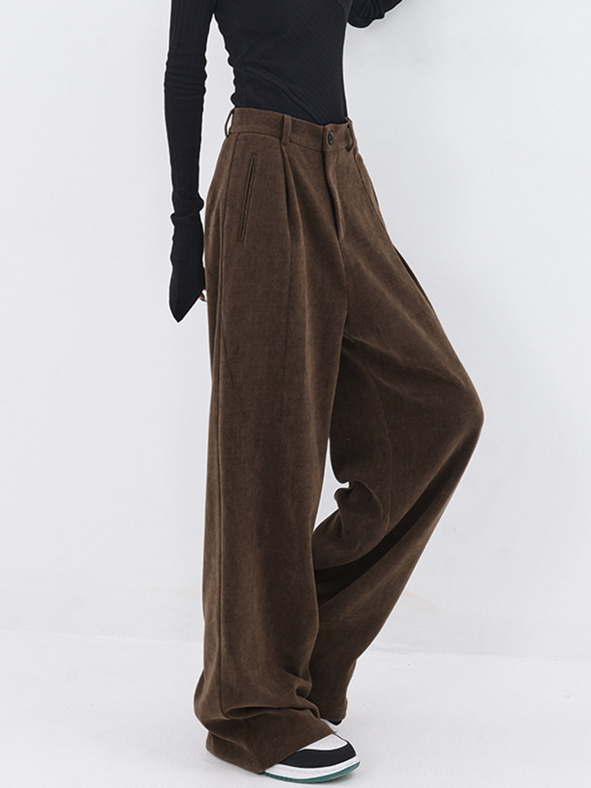 Oversized Corduroy Pleated Wide Leg Pants