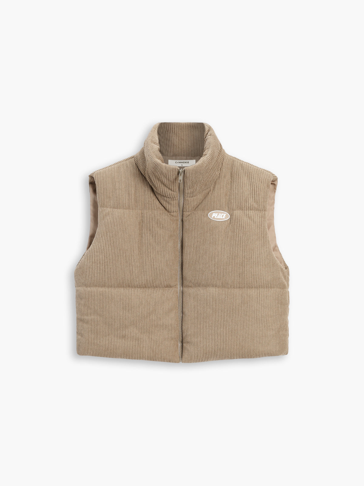 Stand Collar Corduroy Crop Vest