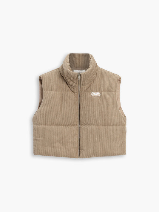 Stand Collar Corduroy Crop Vest