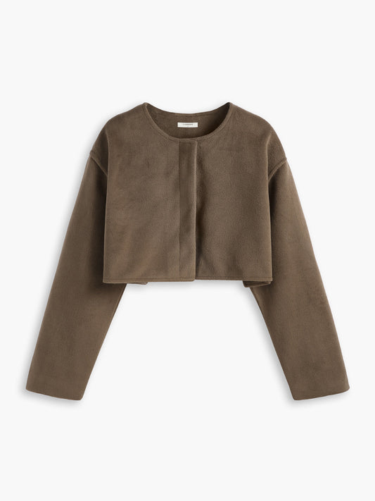 Chocolate Brushed Wool Crop Coat