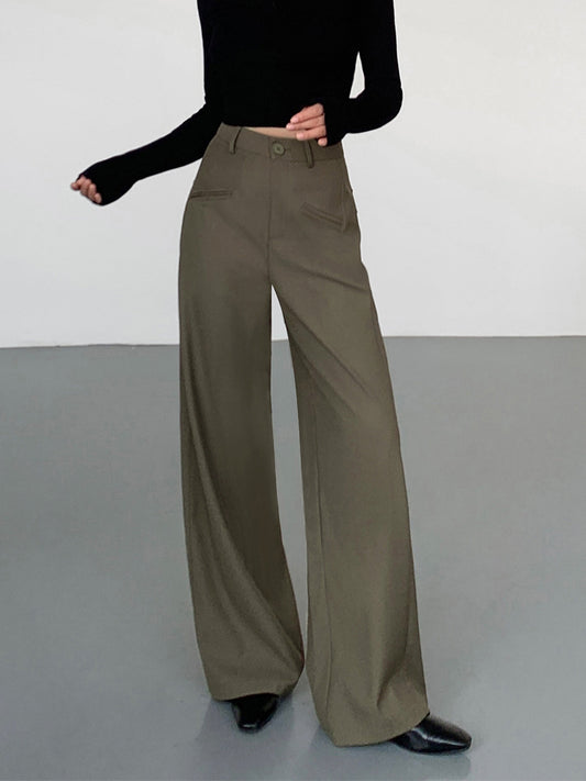 Cotton Straight Leg Pocket Dress Pants