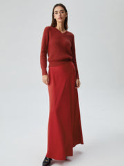 Satin Pleated Long Skirt