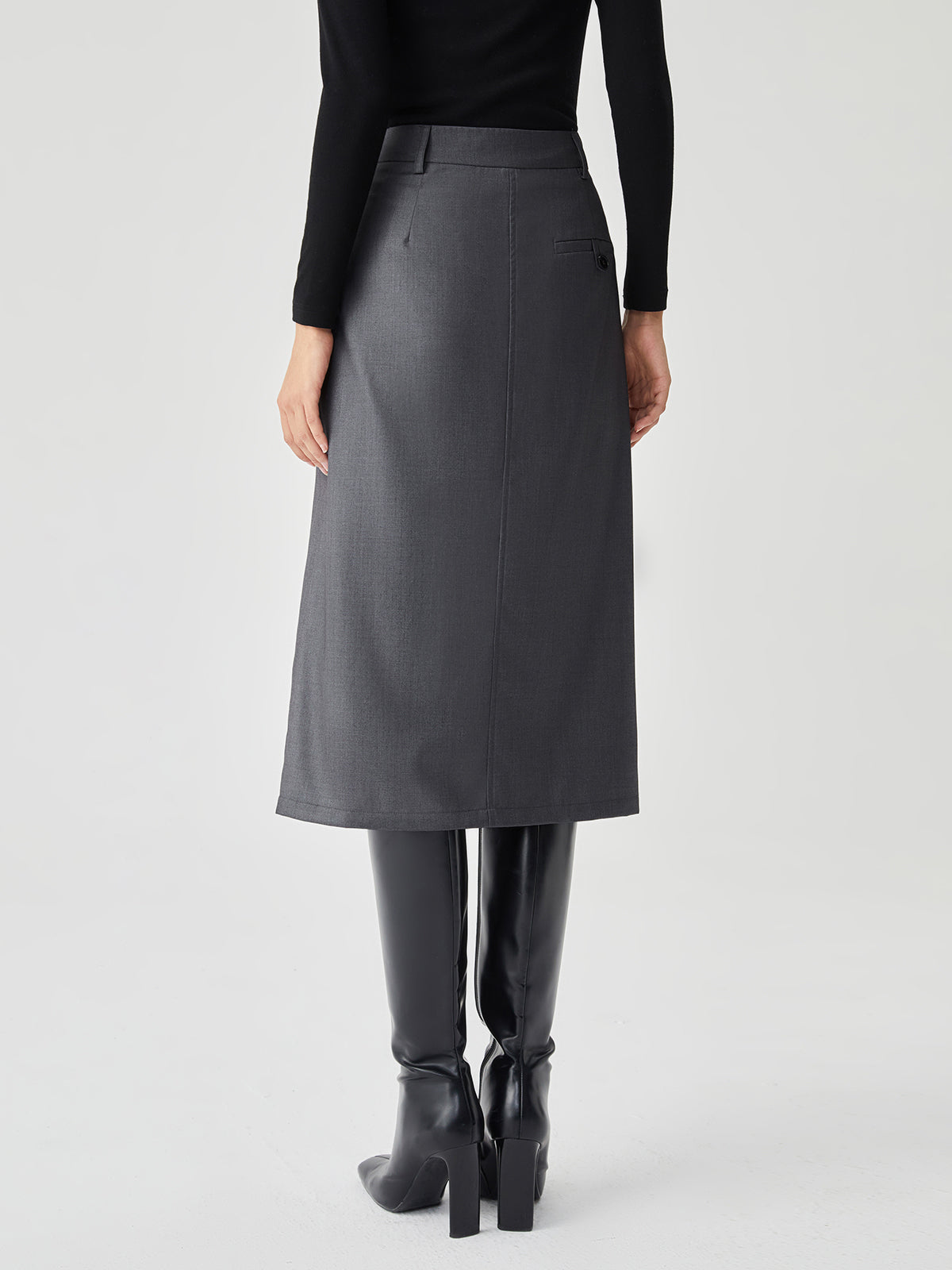 Asymmetrical Pleated Midi Skirt