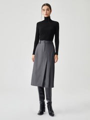 Asymmetrical Pleated Midi Skirt