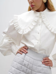 Ruffled Collar Long Sleeve Shirt