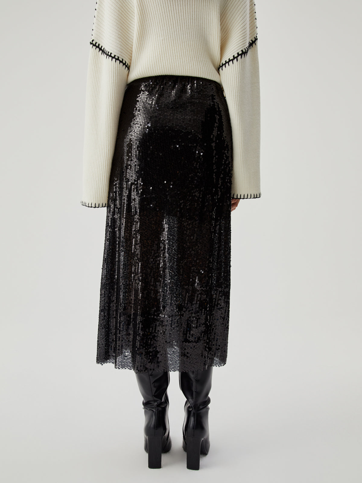Mesh Sequined Midi Skirt