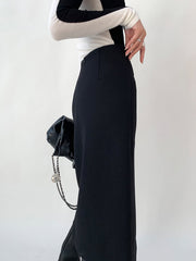 High Waist Tweed Asymmetric Wrap Midi Skirt