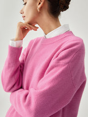 Fuchsia Crew Neck Knit Sweater