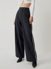 High Waist Contrast Trim Wide Leg Pants