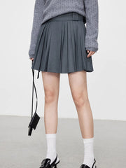 Pleated Solid Mini Skirt