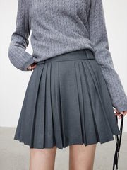 Pleated Solid Mini Skirt