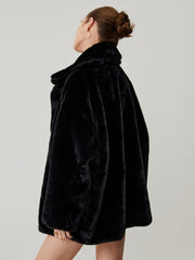 Furry Oversized Collar Faux Fur Coat