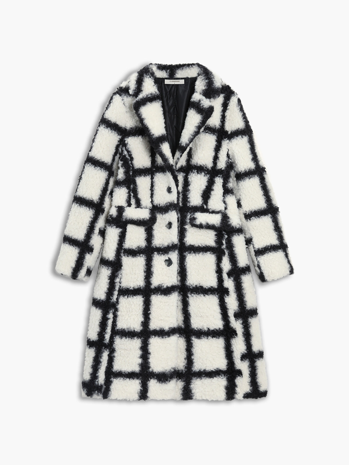 Checkered Button Sherpa Jacket