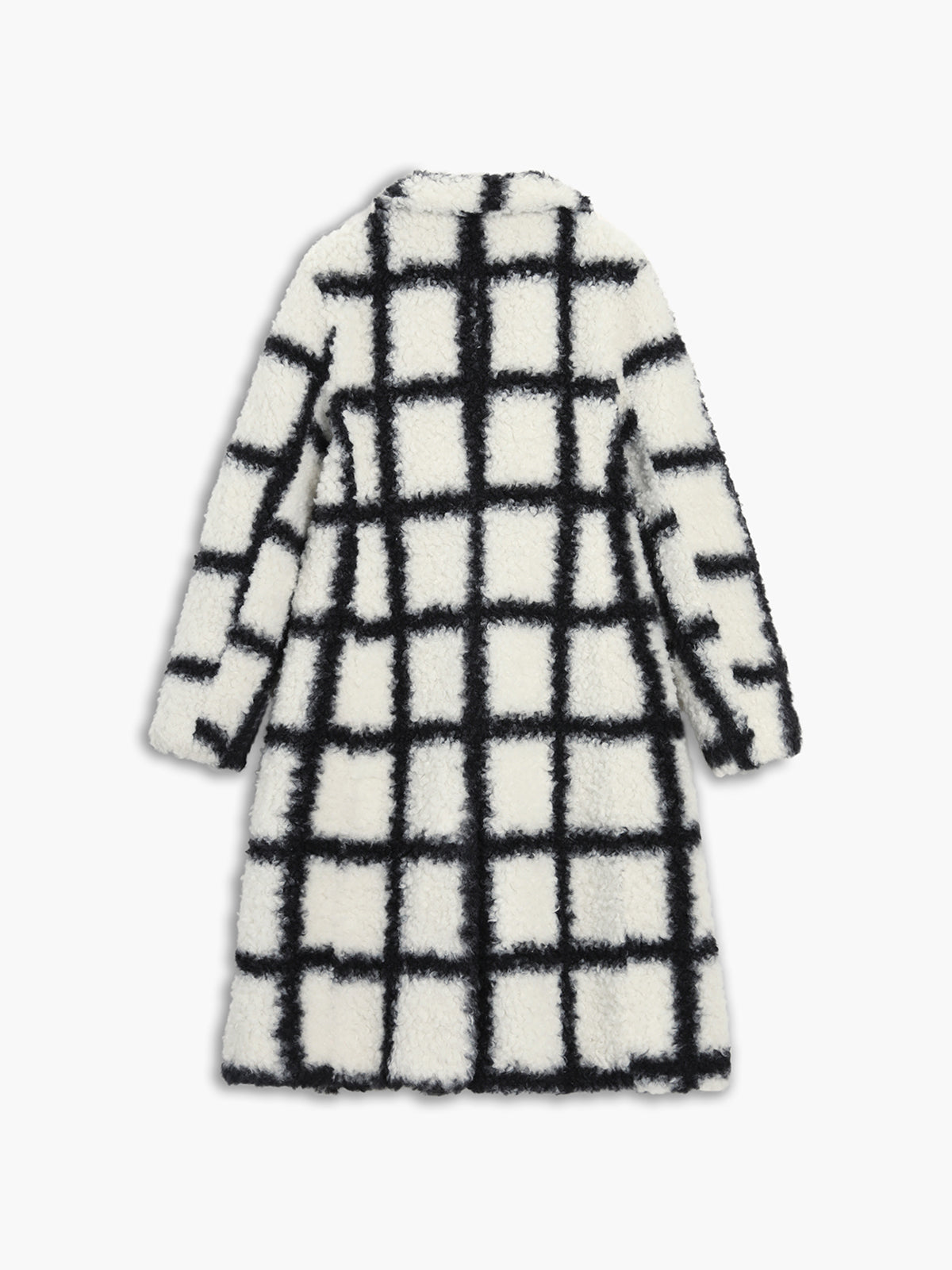 Checkered Button Sherpa Jacket