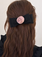 Rose Decor Bowknot Hair Clip