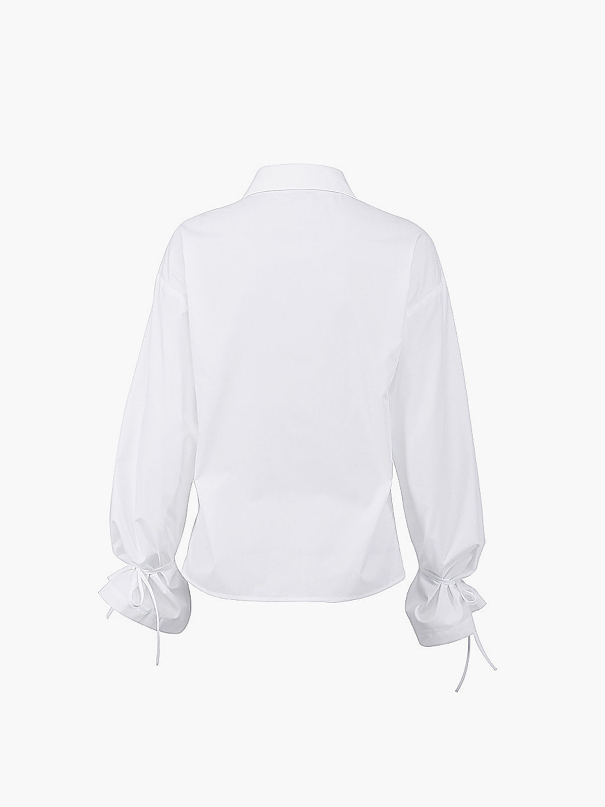 Solid Collar Tied Long Sleeve Button Down Shirt