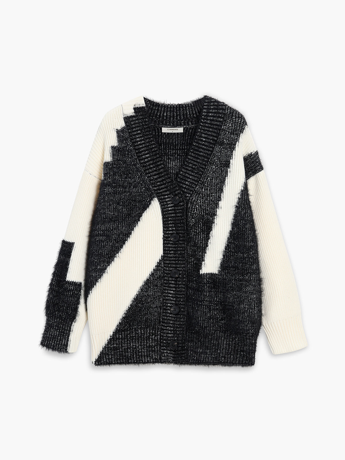 Knit Colorblock Button Cardigan