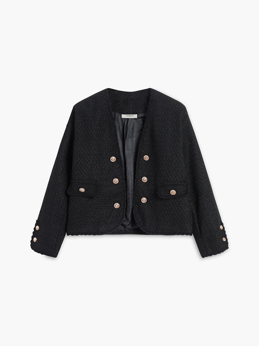 Tweed Metallic Button Pocket Jacket