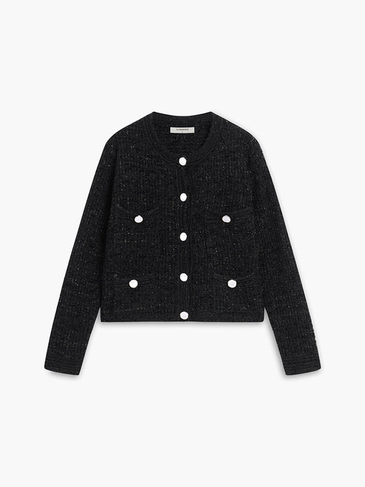 Sequined Button Down Pocket Jacket